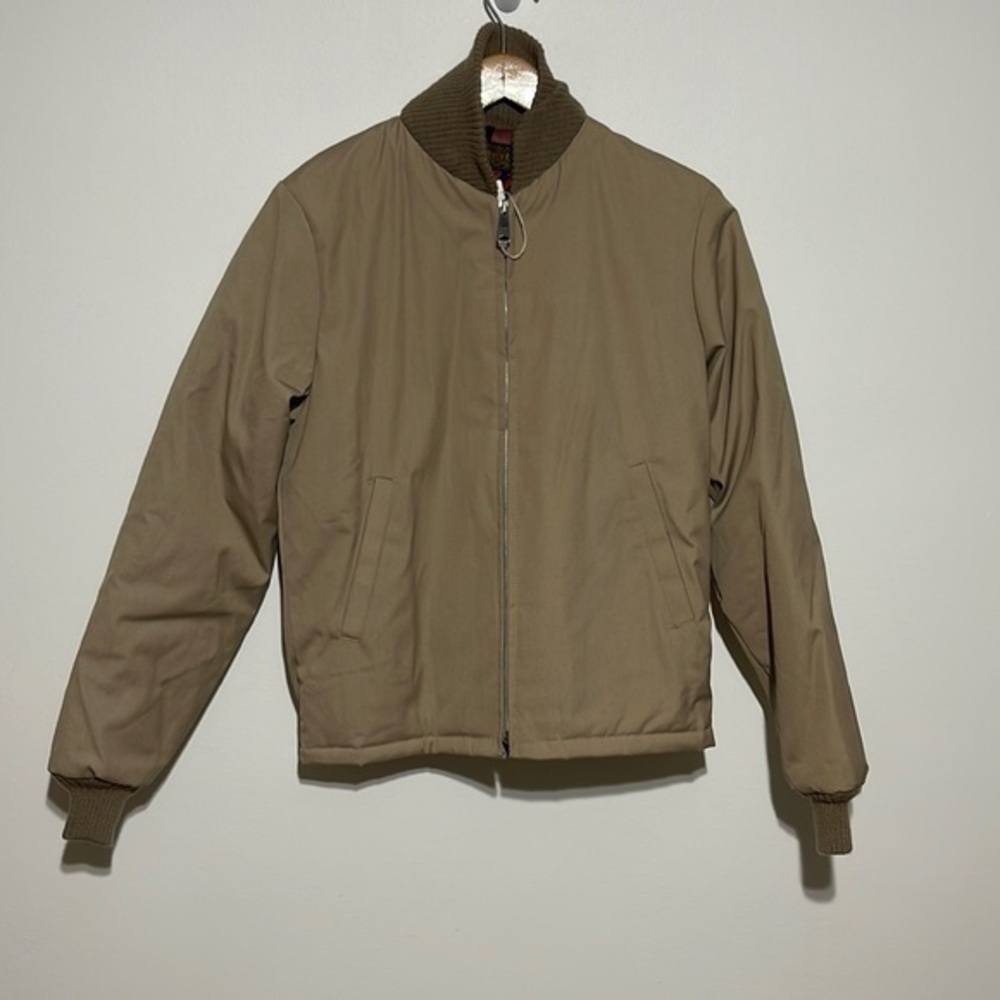 Vintage deadstock men nos coat jacket USA v.i.p brand knit collar outerwear